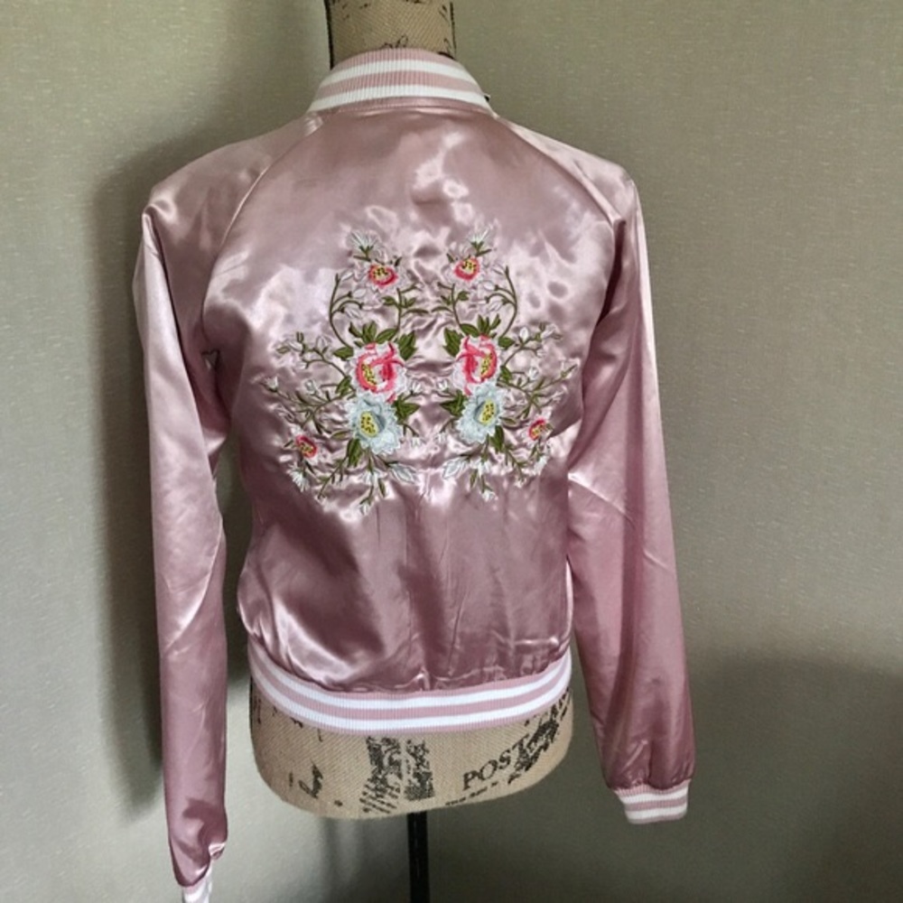 New! Blush Embroidered Bomber Jacket