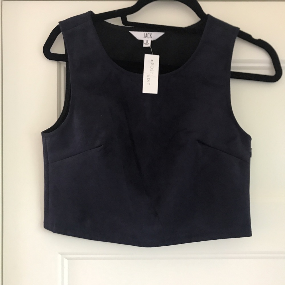 Navy suede crop top