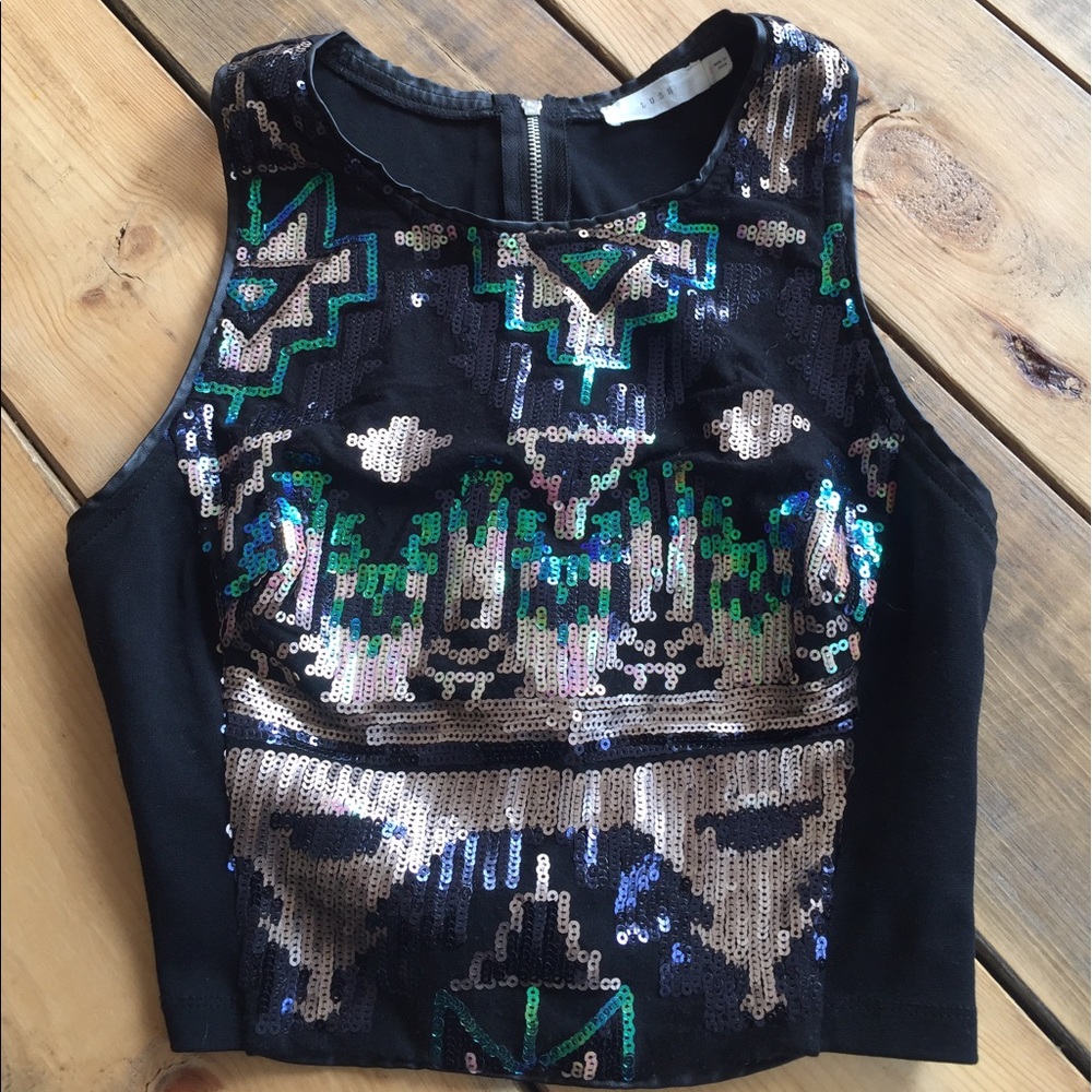 Sequin Black Crop Top