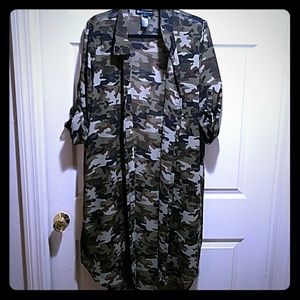 Military Print Kimono Style Robe Top