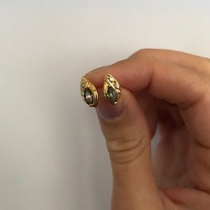 10k Gold Fire Topaz Earrings, CZ diamonds