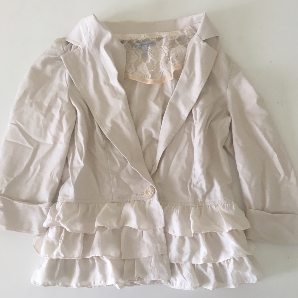 Lightweight Beige Cotton Blazer 3/4 Sleeve SZ: S