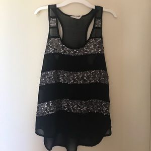Lush Black and grey tank top with sequins