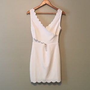 White Scalloped Dress w/ Keyhole Cutout