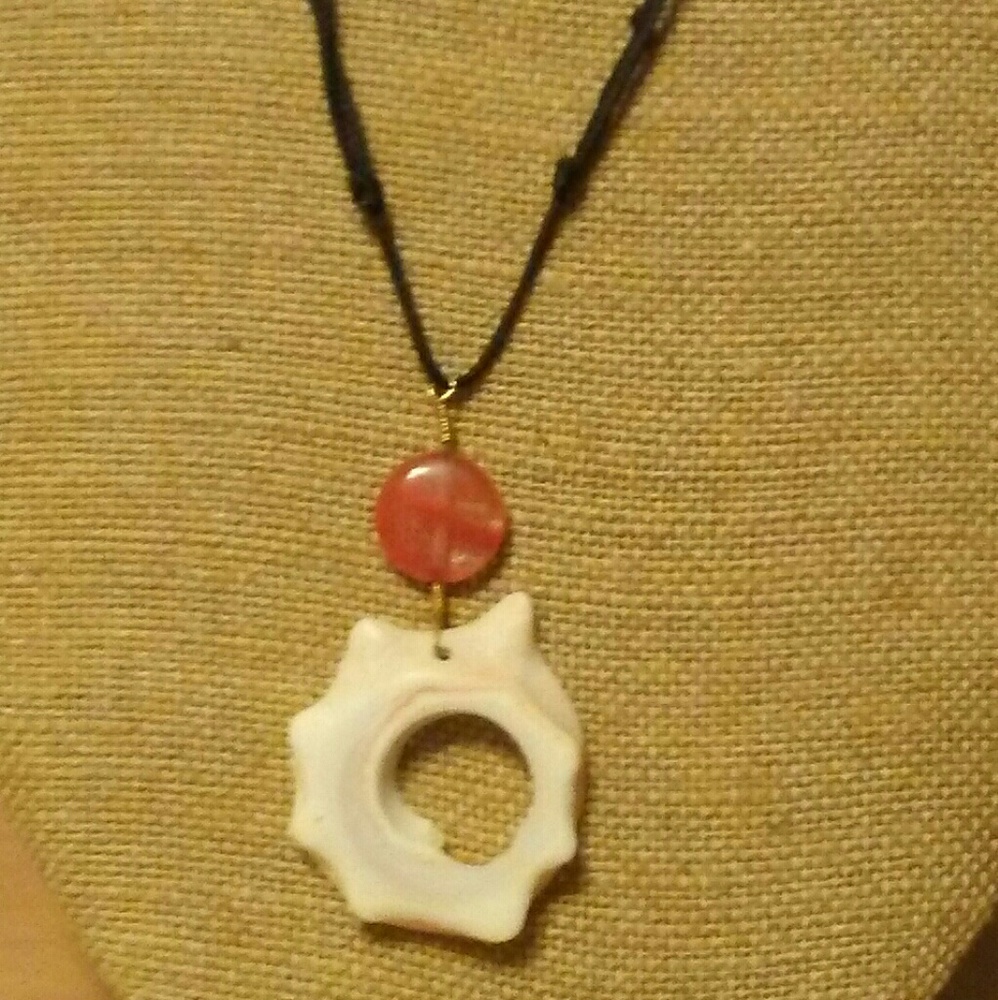 Pink shell adjustable necklace hand made