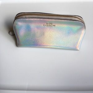 Silver iridescent Coach cosmetic pouch