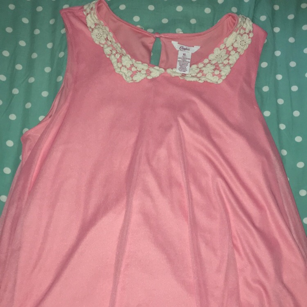 JUNIORXL Candies Pink tank top with lace detailing