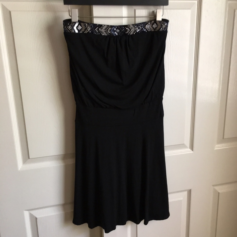 WHBM Strapless black dress with beautiful beading