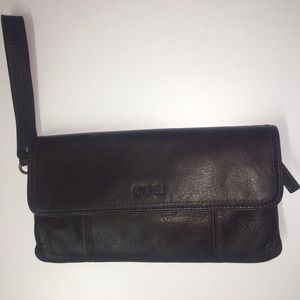 Kenneth Cole brown leather wristlet