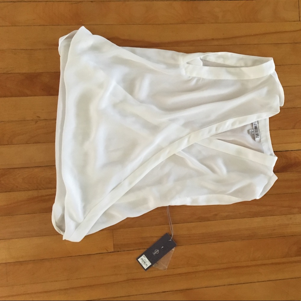 NWT J.Lo White Wrap Top