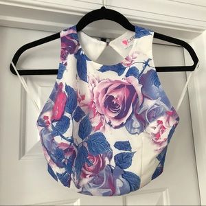 BLUE/PINK/PURPLE FLORAL TOP sz. SM