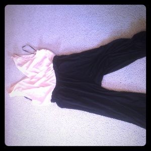 Adorable tan and black pants jumpsuit/romper