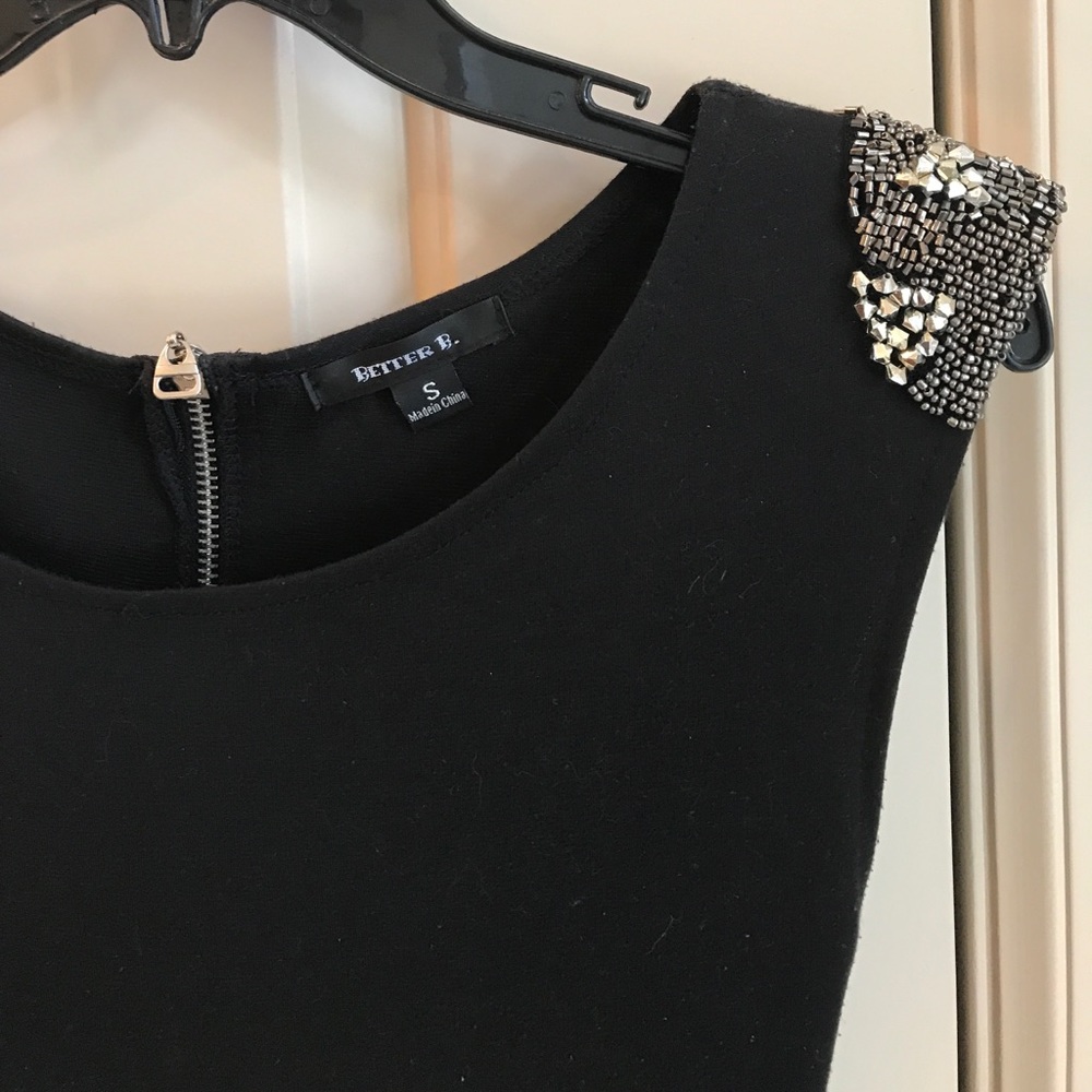 Black Stud Shoulder Mini Dress