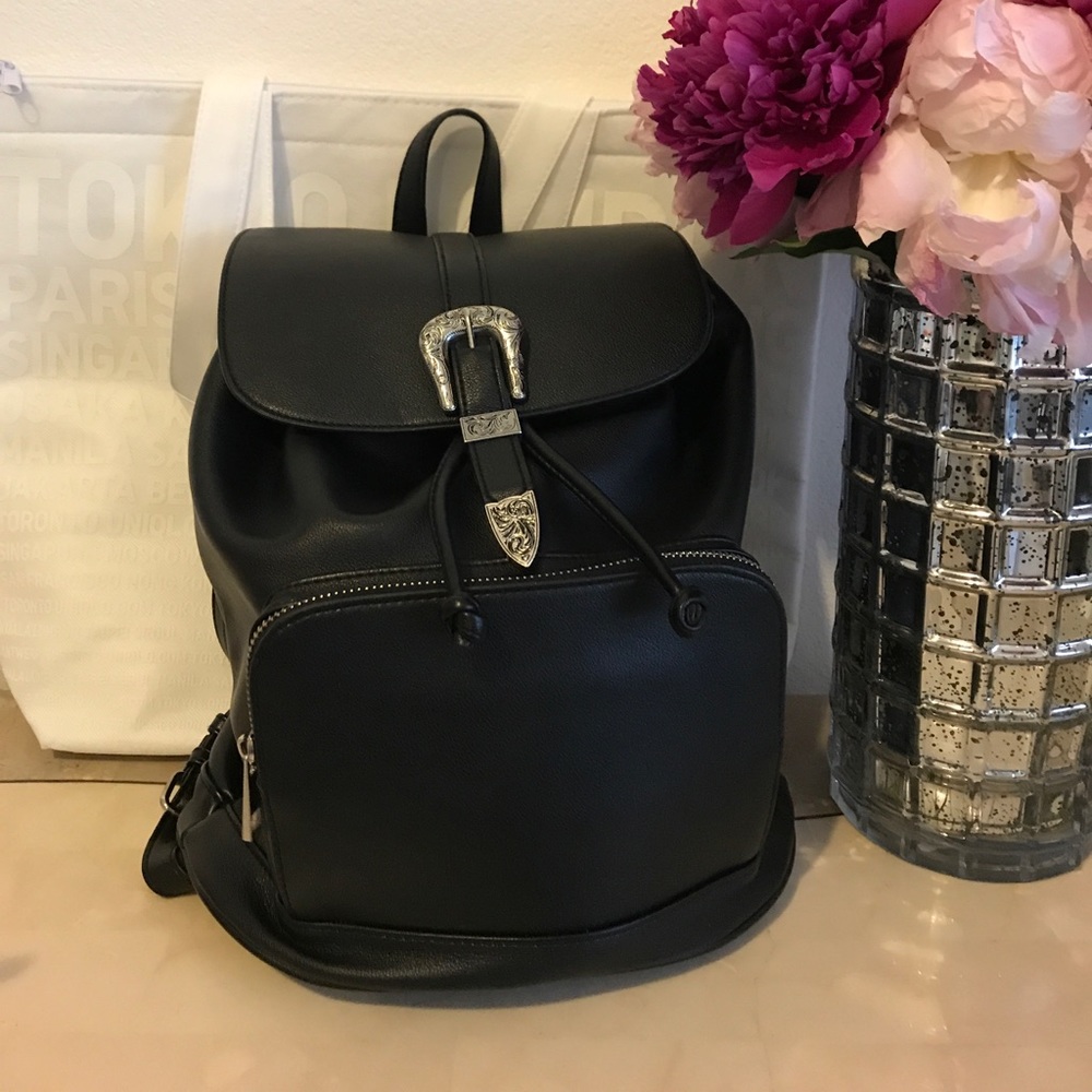 Black Backpack w/ Belt Detail