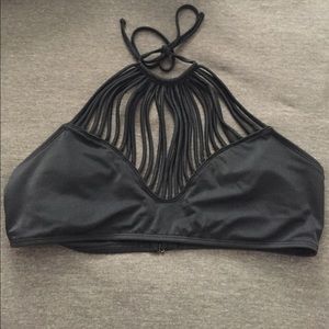 Black High Neck Swimsuit Top