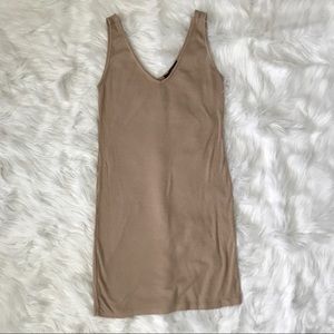 TAN NUDE RIBBED BODYCON DRESS sz. M