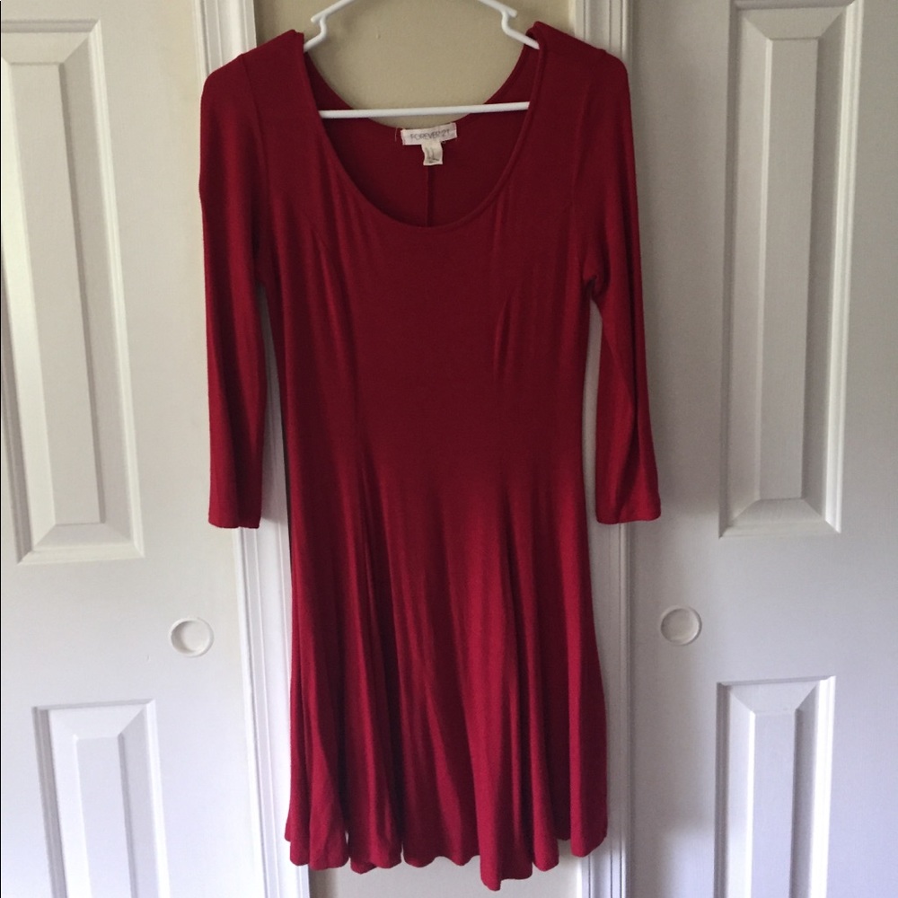 Red Scoopneck Dress - Forever 21