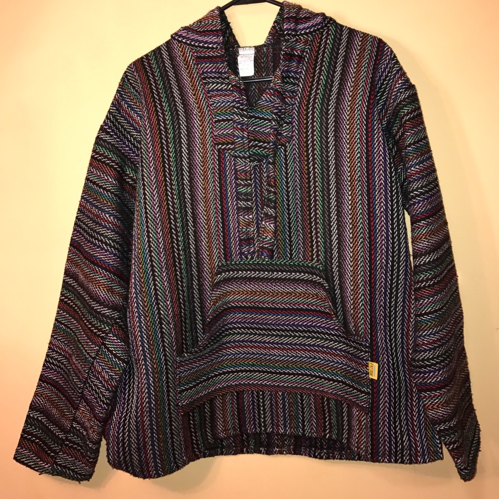 Mexican Threads rainbow BajaHoodie Drug Rug size M