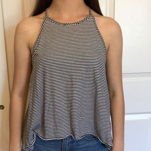 High neck striped racerback tank