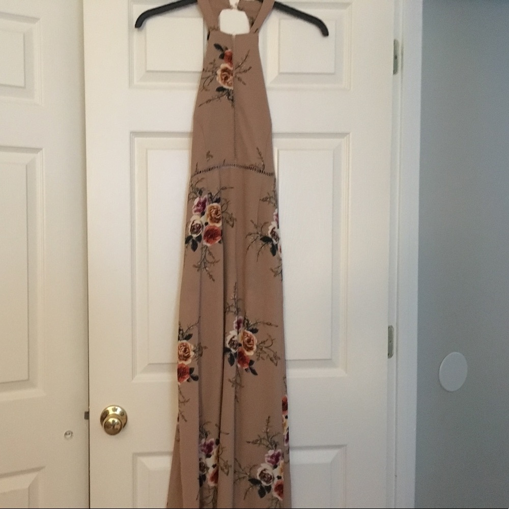 Beige floral maxi dress