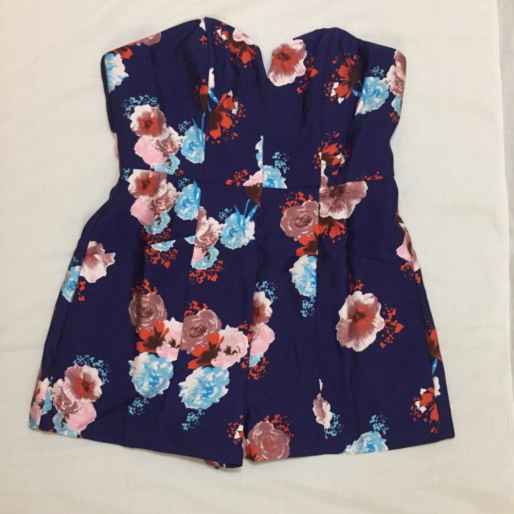 Strapless Floral Romper