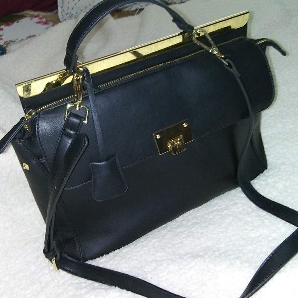 Black Faux Leather Bag