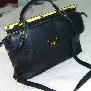 Black Faux Leather Bag