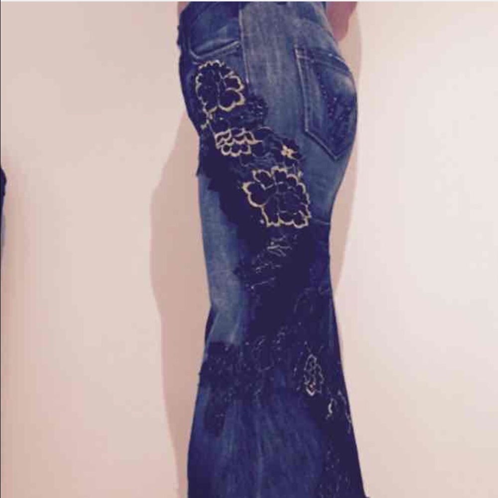 Bebe Long Denim Skirt
