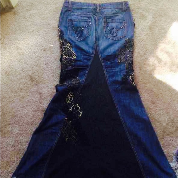 Bebe Long Denim Skirt - Picture 3 of 4
