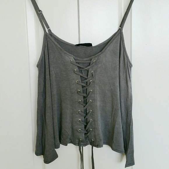 Navy Lace Up Tank - Picture 6 of 6