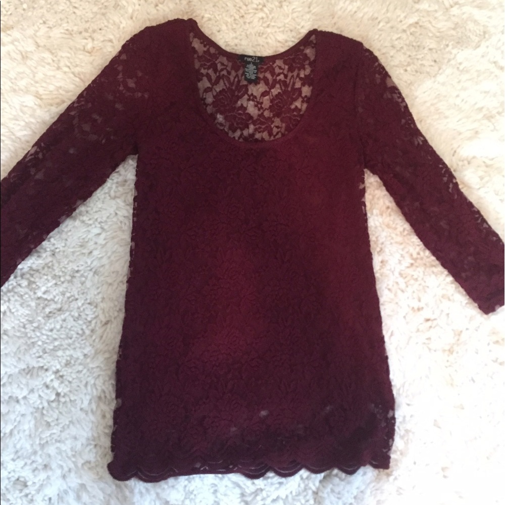Rue 21 Maroon Lace Shirt