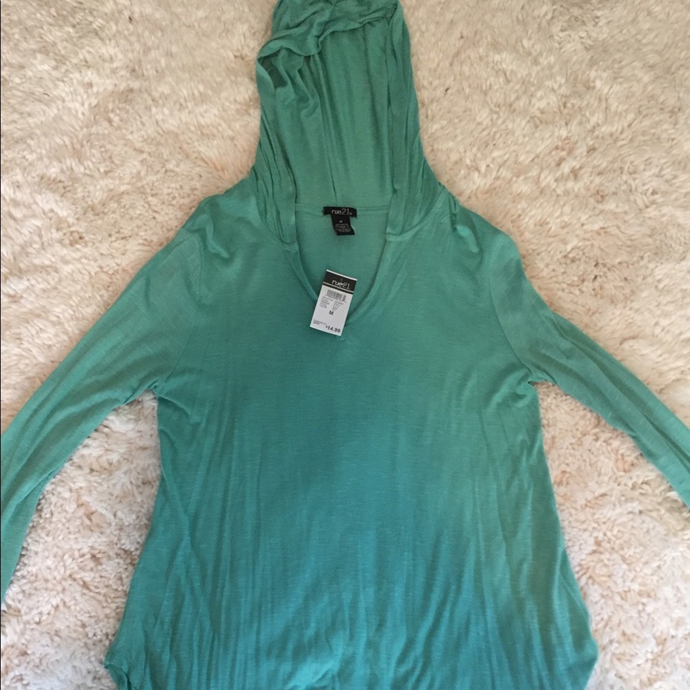 Rue 21 Teal Hooded Shirt