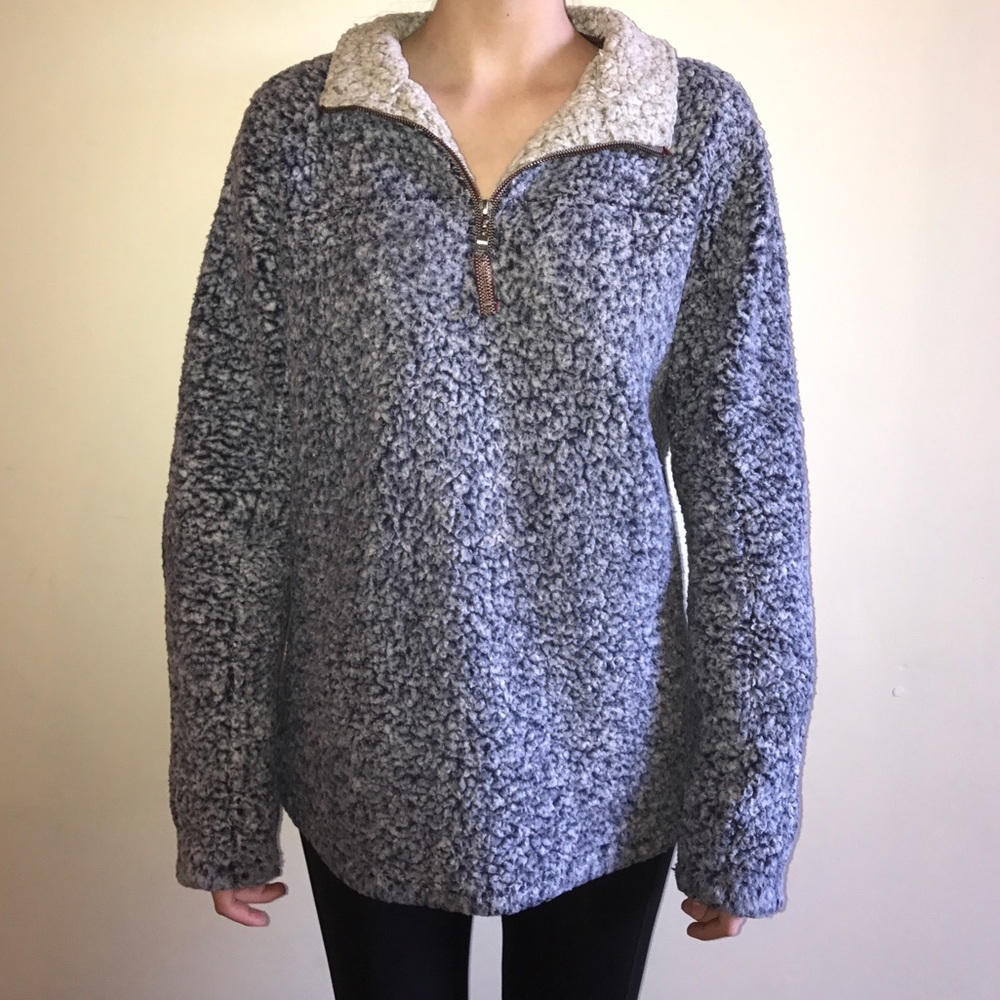True Grit Blue Frosty Tipped Pile Pullover size M