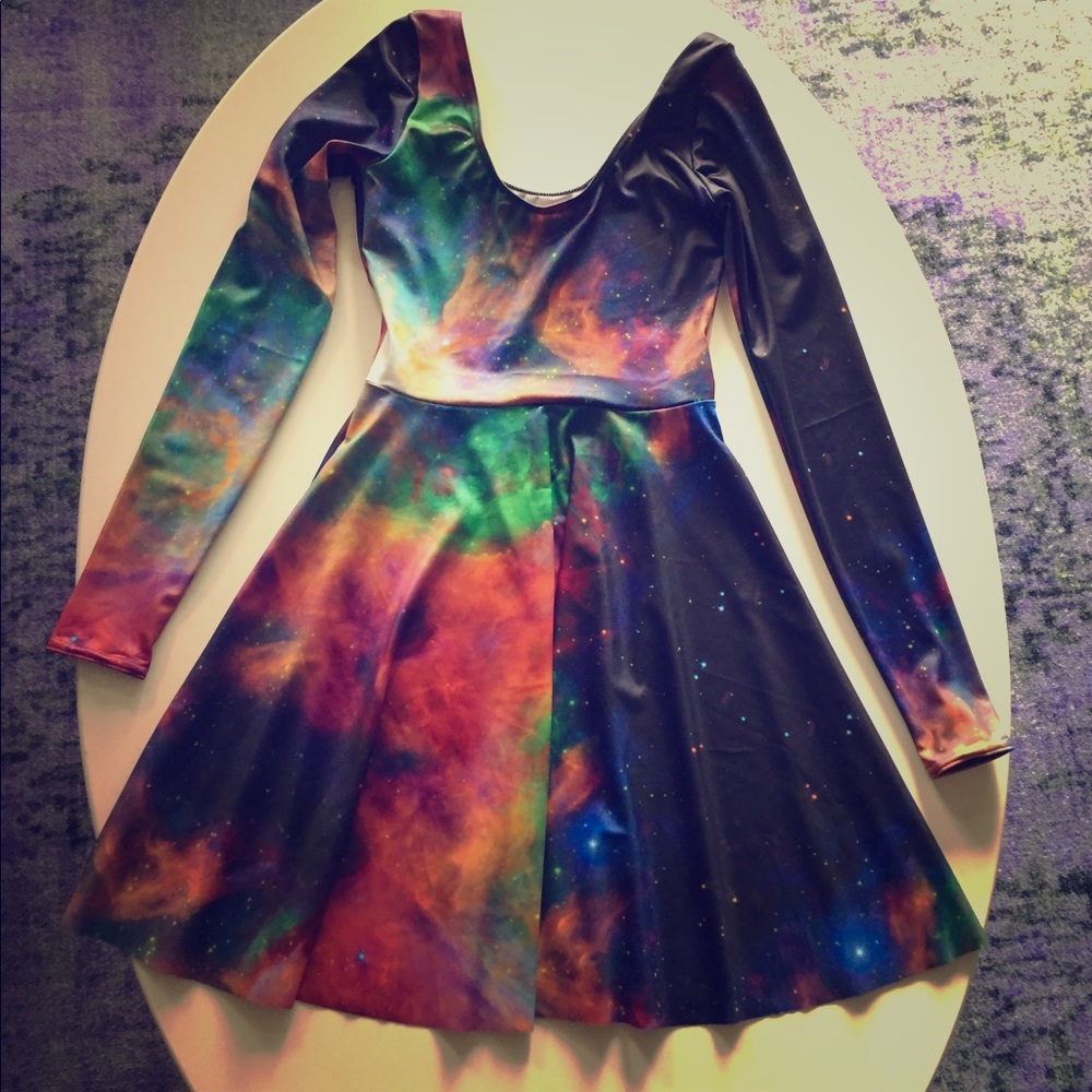 Blackmilk Rainbow Galaxy skater dress sz xs