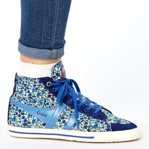 Gola High Top Blue Floral Sneakers