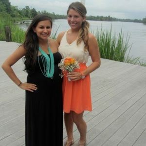 Cute coral and off-white dress