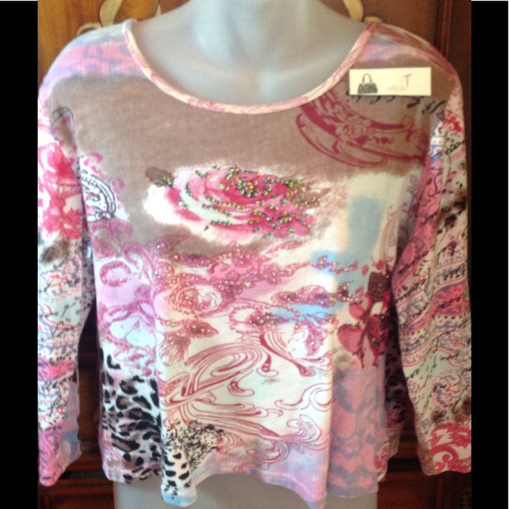 Floral and animal print top