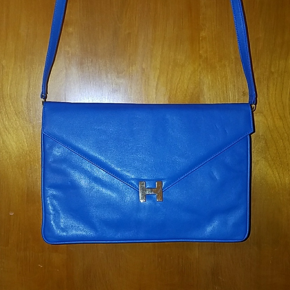 Blue leather purse