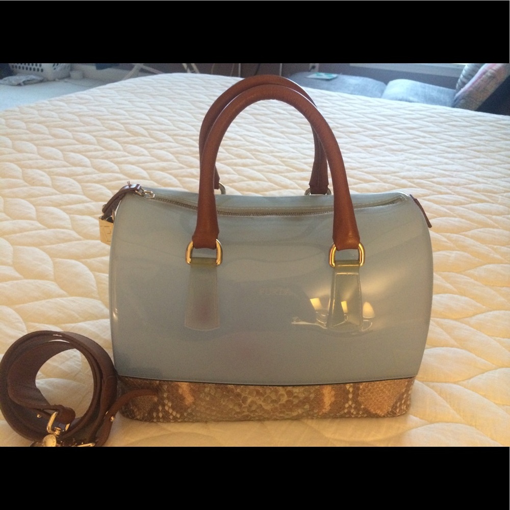 Gorgeous Furla Candy Bag with Brown Leather Trim