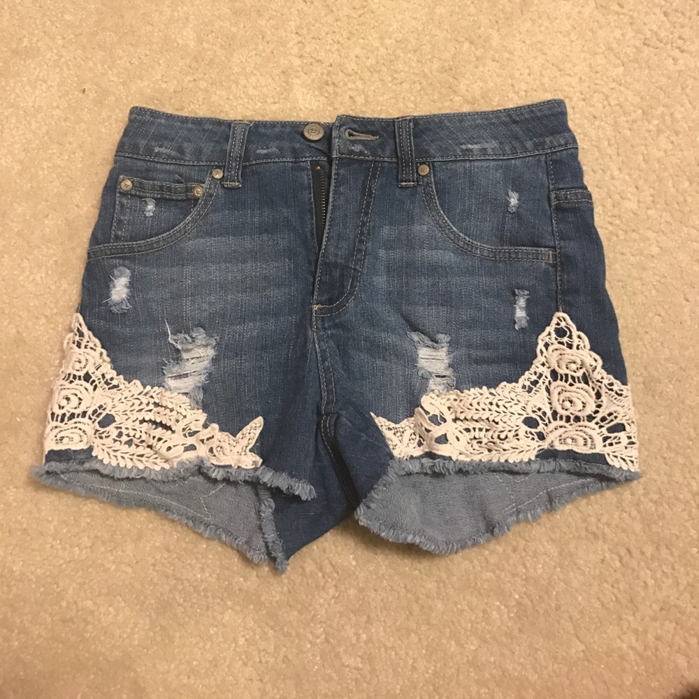 High waisted jean shorts
