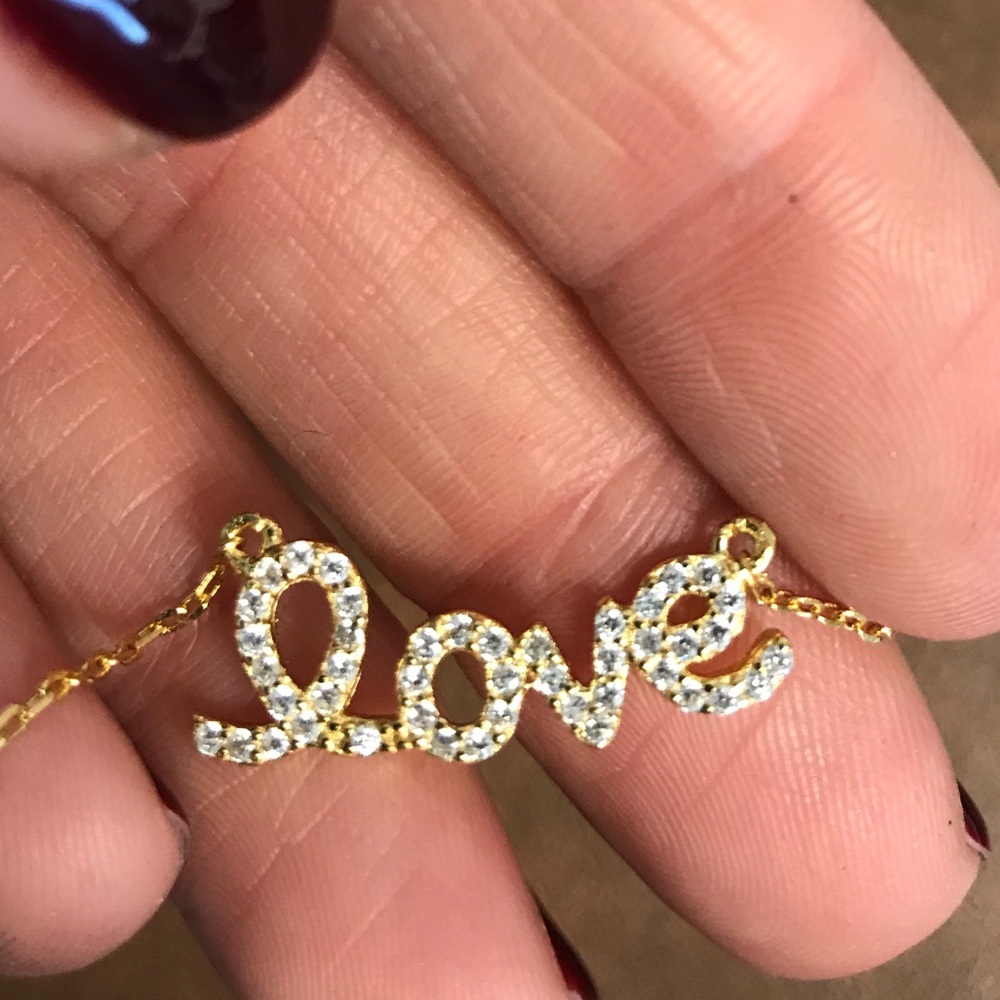 Yellow Gold real Sterling Silver LOVE Necklace..😍