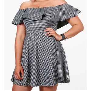 Off Shoulder Gingham Dress