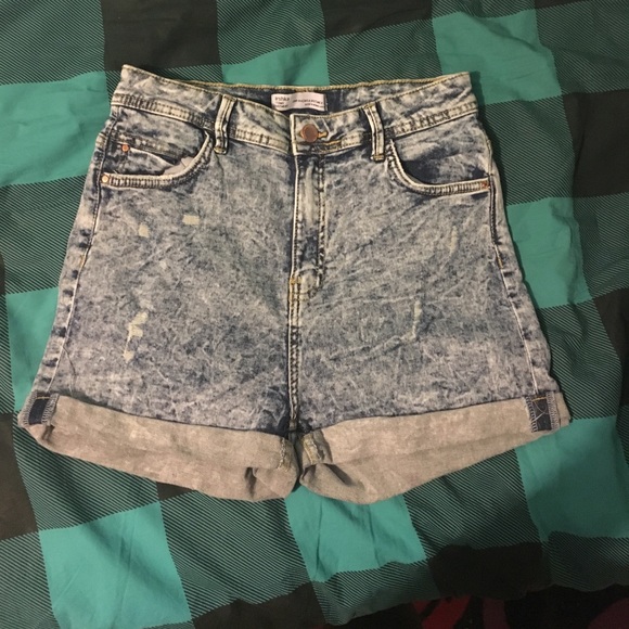 Bershka Pants - NWOT High Waisted Acid Wash Shorts