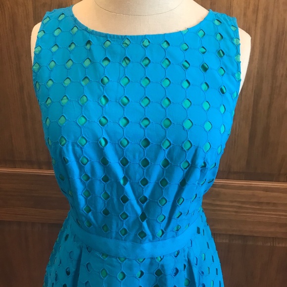 Loft aqua and green eyelet dress - Picture 2 of 3