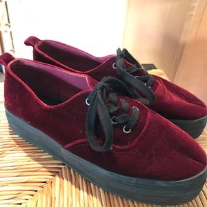 Red Velvet Platform Shoes