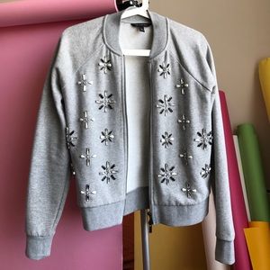 BR embellished sweatshirt bomber jacket