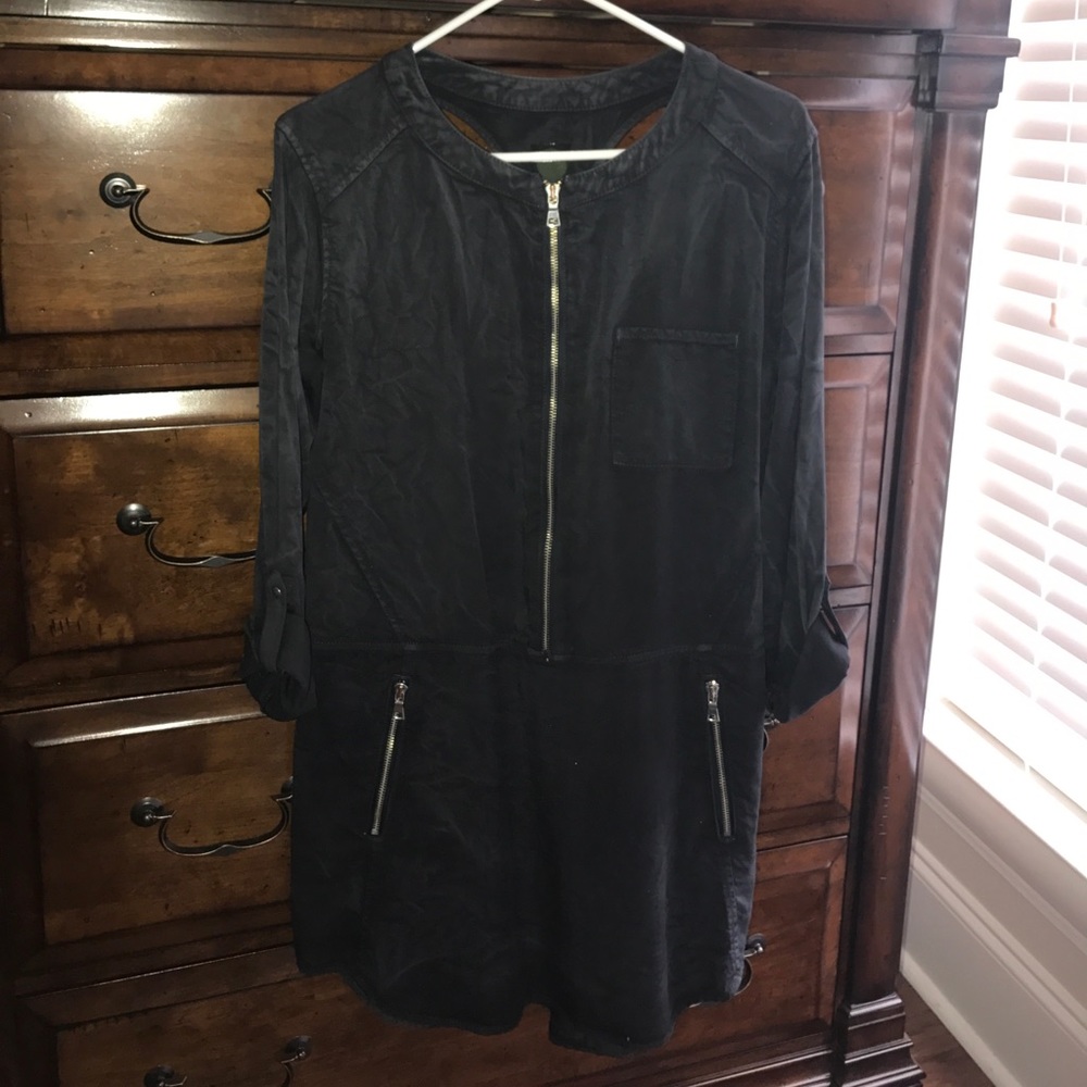Navy Dress w/zipper, pockets, and back cutouts