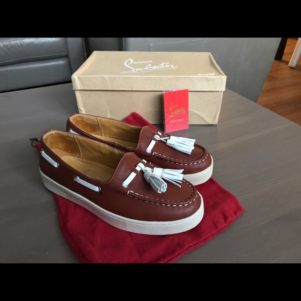 Christian Louboutin boat shoes white Tassel