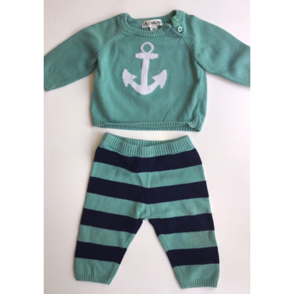 Nautical Knit Baby Outfit
