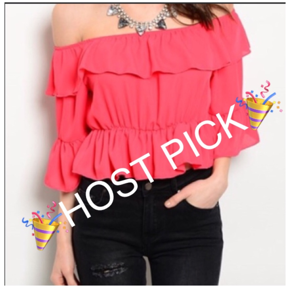 🎉HP🎉 Gorgeous Coral off the shoulder top